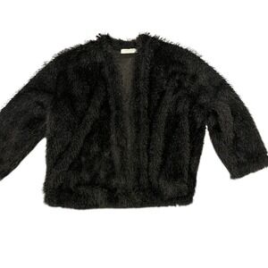 Mododoc black fuzzy cardigan sweater women's‎ size S open front